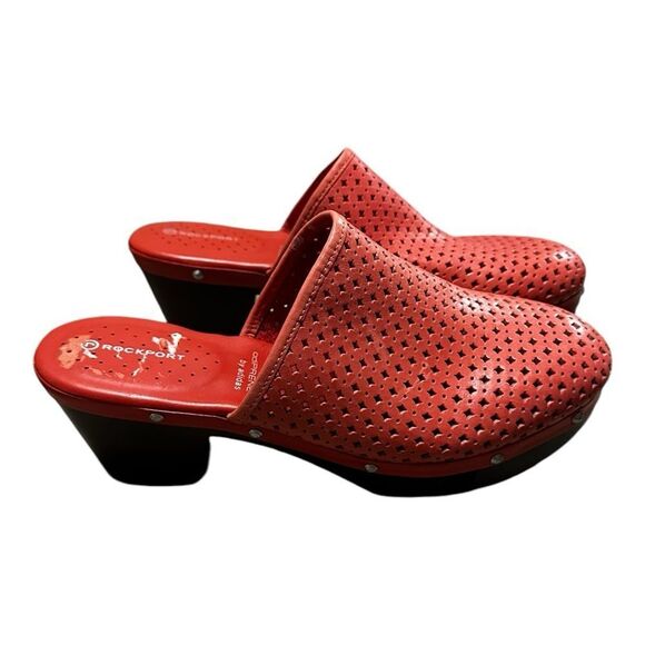 Adidas Rockport Coral Pink Leather Clogs Adiprene Comfort size 9 - Picture 5 of 11